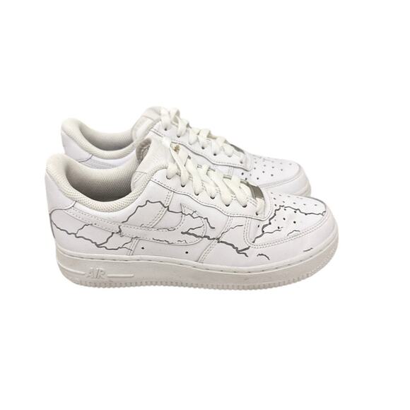 Nike Shoes - Nike Shoes Air Force 1 AF! White Custom Lightning Bolt Sneakers Size Women's 6.5